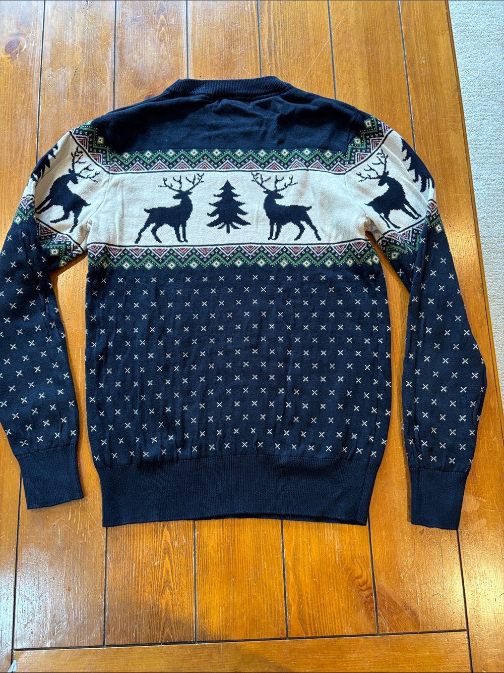 Aspen Navy Fair Isle Reindeer Crewneck Sweater Women’s Size S EUC - Picture 2 of 8